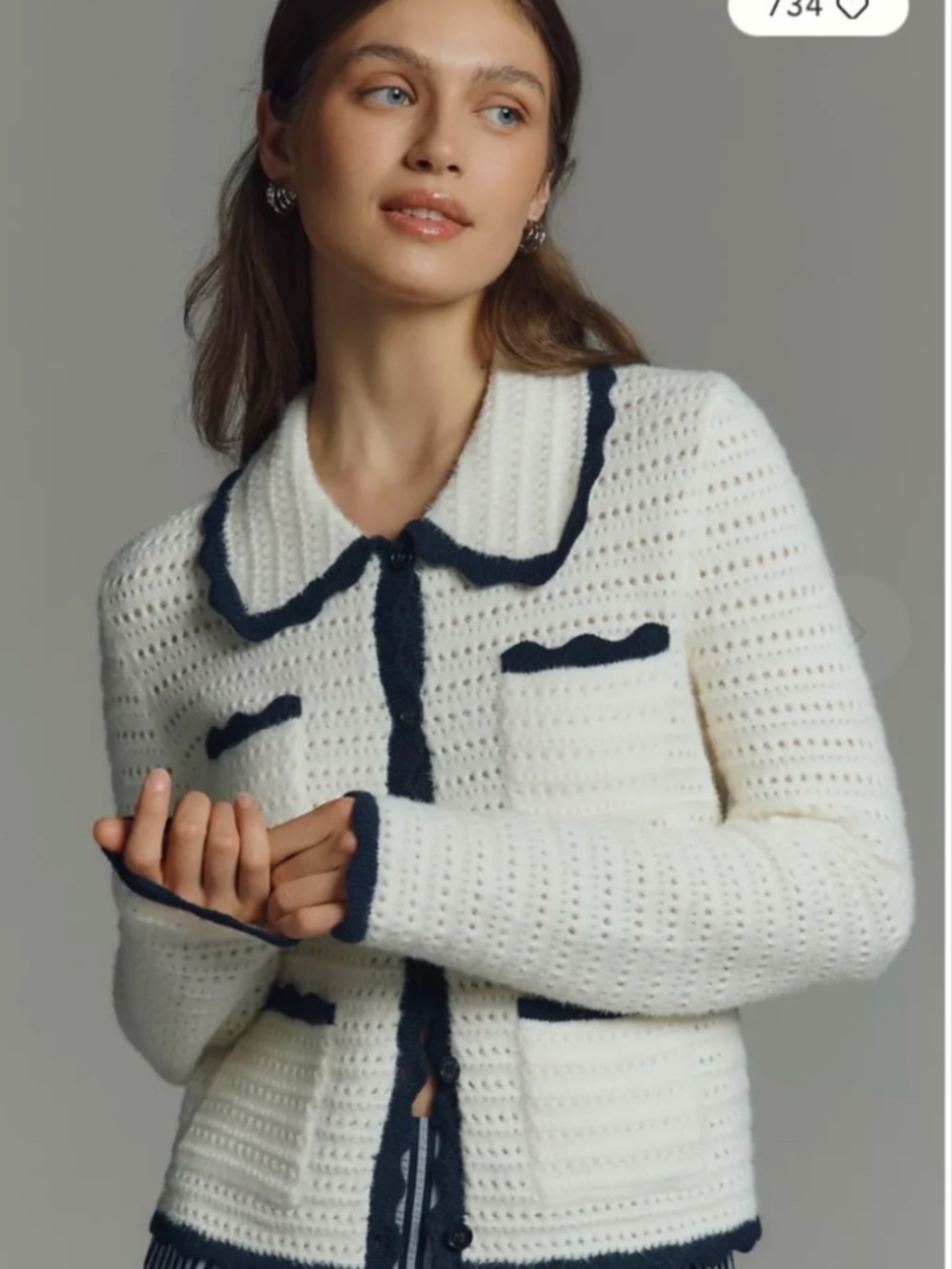 NWT Anthropologie Knit Collared Cardigan Sweater